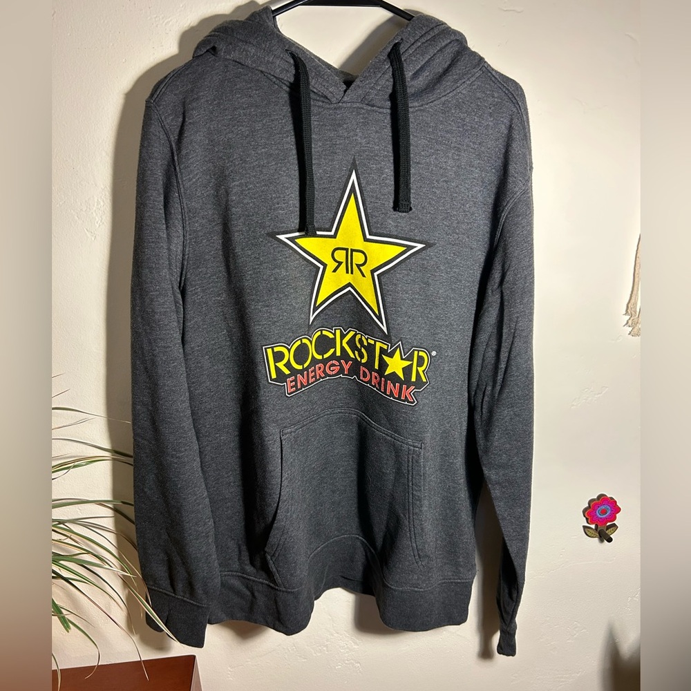 The North Face Gray Sweatshirt Rockstar Energy Drink Logo Hoodie